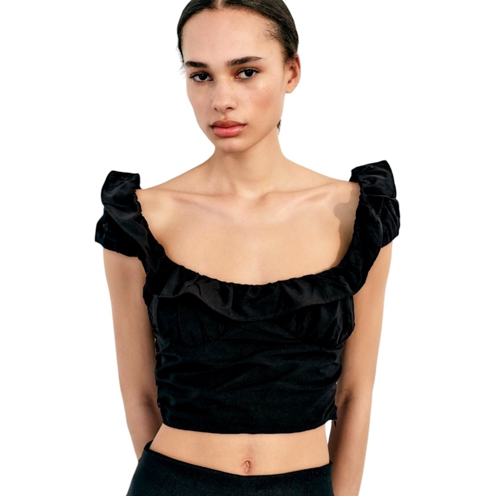 NWT Zara Ruffle Crop Top